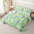 thumbnail image 3 of spefrowx Green Striped Seahorse Quilt Full for Boys, Coral Spiral Conch Full Bedspread Sets, 3 Pieces, 3 of 7