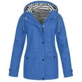 thumbnail image 2 of Women Solid Rain Jacket Outdoor Plus Size Waterproof Hooded Raincoat Windproof, 2 of 3