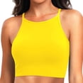thumbnail image 2 of Women's Plus Size Swim Top Solid Color Adjustable Straps Removable Pads Racerback Tankini Top Summer Beach Pool Bathing Suit Yellow, 2 of 5