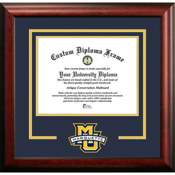 Campus Images WI999SD-129 12 x 9 in. Marquette Golden Eagles Spirit Diploma Frame - Satin Mahogany
