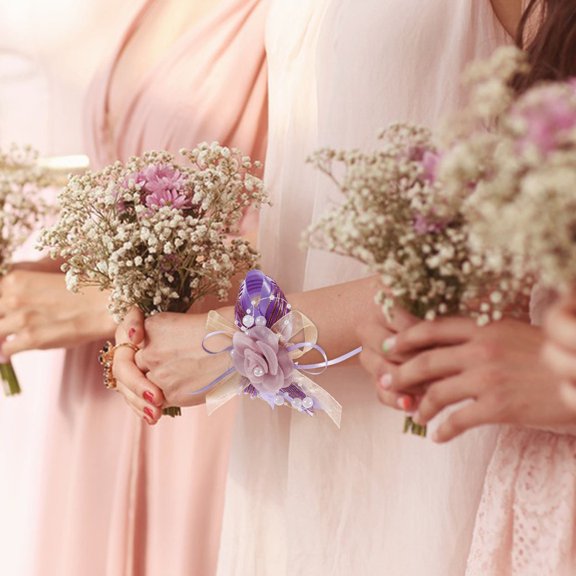 LIFKOME Realistic Bridal Wrist Corsage Flower Bracelet Lightweight Wedding Accessory for Bridesmaids and Special Occasions