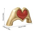 thumbnail image 4 of Escultura de mano de corazón de resina dorada, manos de amor, estatua de corazón con corazón rojo para sala de estar, dormitorio, oficina, mesa de café, escritorio, decoración de fiesta de boda, 4 of 8