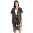 thumbnail image 2 of Beach Vacation Clothes Kimono Cardigan Loose Swimsuit Cover Up for Women Dark and Light Black Marble S, 2 of 6