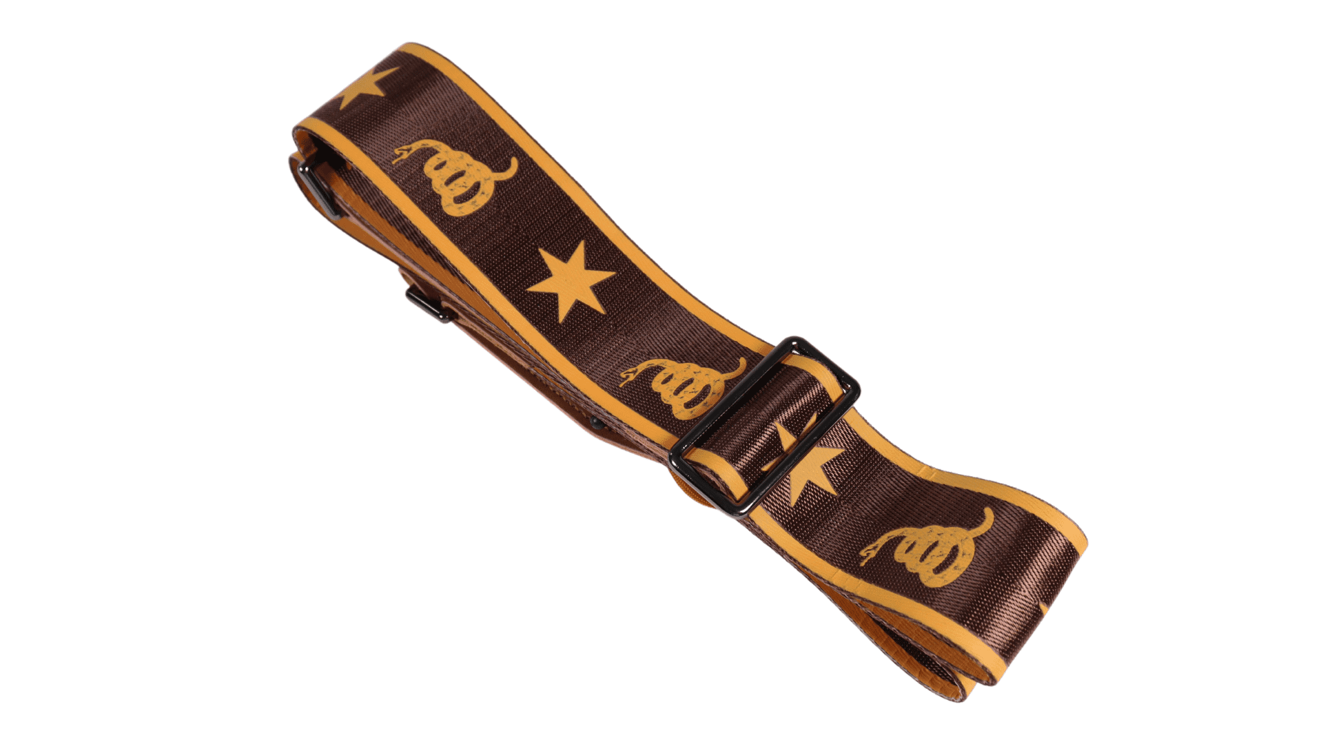 Rattlesnake Star Don't Tread on Me Guitar Strap (Seatbelt-Nylon/Cowhide Leather) Gadsden Flag Guitar Strap