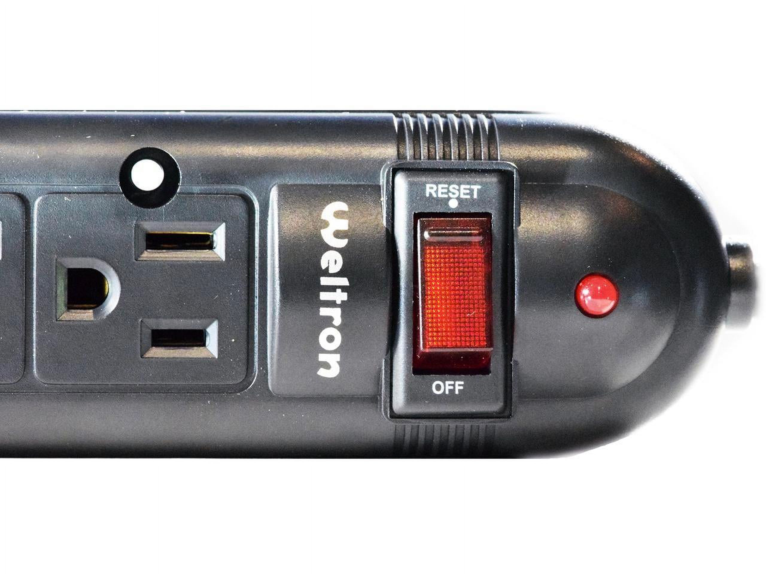 WELTRON 10ft Power Cord 6-Outlet Surge Protector Power Strip Black WSP600PLF10BK