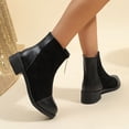 thumbnail image 3 of NECHOLOGY Botas Mujer Adulto Femenino Zapatos Botines de mujer Botas de tobillo de tacón grueso con cremallera frontal y panel de gamuza de cuero retro a la moda para mujer (Black, 7.5), 3 of 6