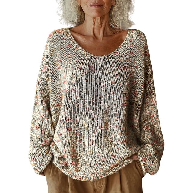 WZXFASHION Women's Pattern Printed Casual Pullover Sweater Spring Savings Clearance wool pullover sweater