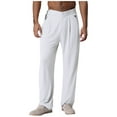 thumbnail image 1 of inlzdz Pantalon de Danse Latine pour Hommes Boucle Réglable Ceinturé Pantalon de Danse Moderne pour Rumba Blanc 3TG, 1 of 5