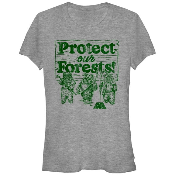 Junior's Star Wars Ewok Protect Our Forests Graphic Tee Athletic Heather Small