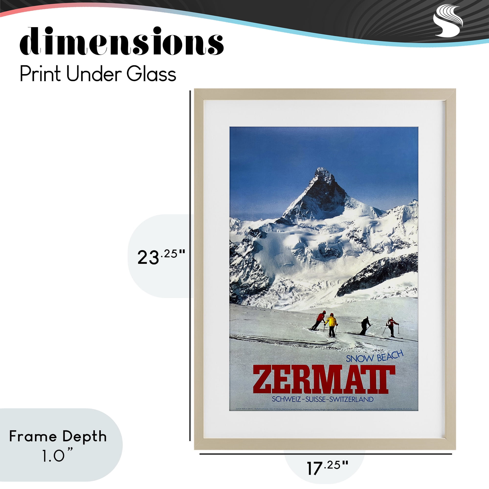 Stupell Industries Zermatt Snow Beach Birch Framed Print Under Glass, design by Vintage Posters