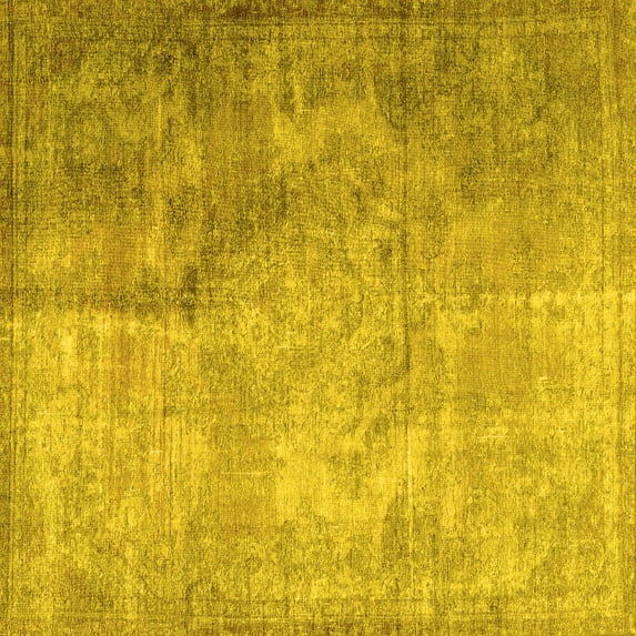 Ahgly Company Machine Washable Indoor Square Persian Yellow Traditional Area Rugs, 5' Square