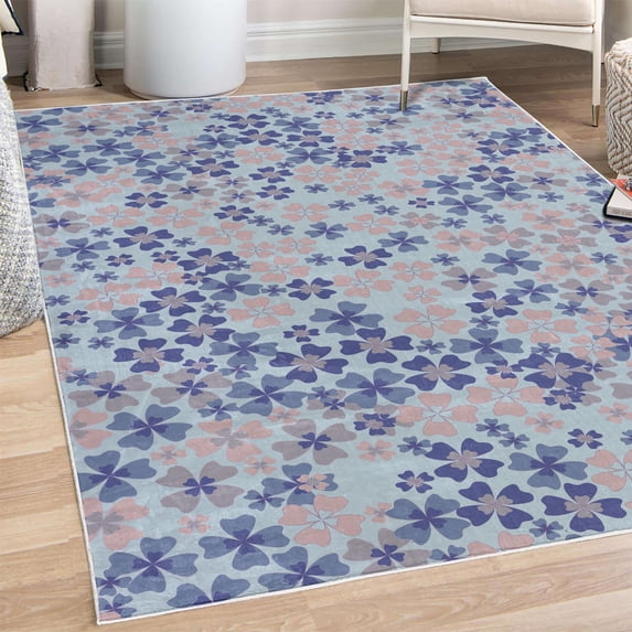 Flower Decorative Rug, Lilac Flowers Blossoms in Spring Romantic Meadow Happy Fun Countryside Print, Quality Carpet for Bedroom Dorm and Living Room, 6 Sizes, Pale Grey, by Ambesonne
