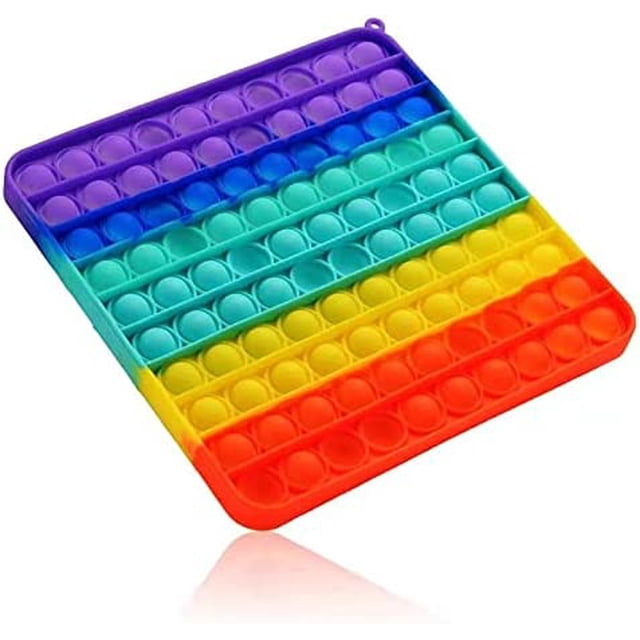 Fidget Toy HUOGUO Square Rainbow Jumbo Pop de 20 cm con 100 burbujas