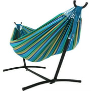 Sunnydaze Extra Large Brazilian Double Hammock with Stand and Carry Bag, Max Weight: 400 Pounds, Sea Grass
