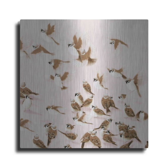 Luxe Metal Art 'Sparrow' by Zigen Tanabe, Metal Wall Art, 24"x24"