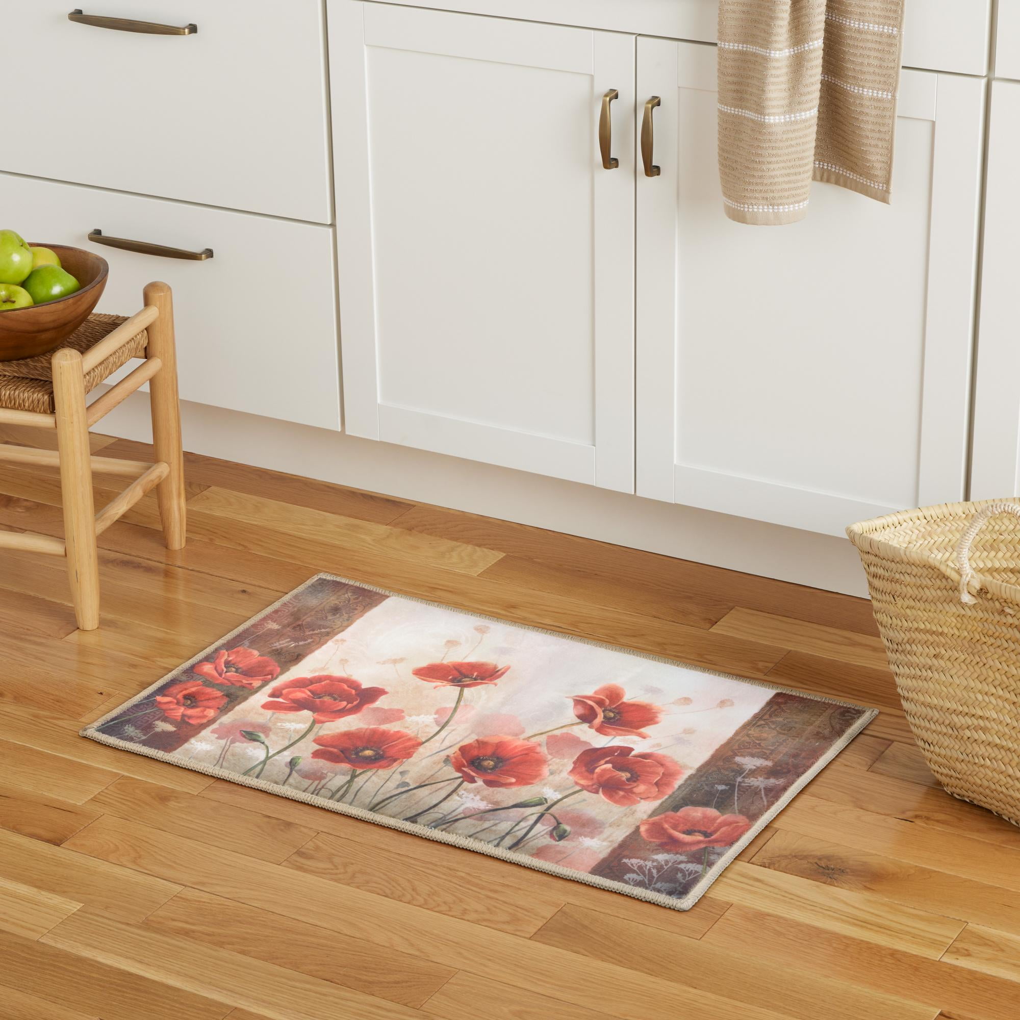 Mainstays Poppy Floral Kitchen Mat, Multicolored, 18"x30"