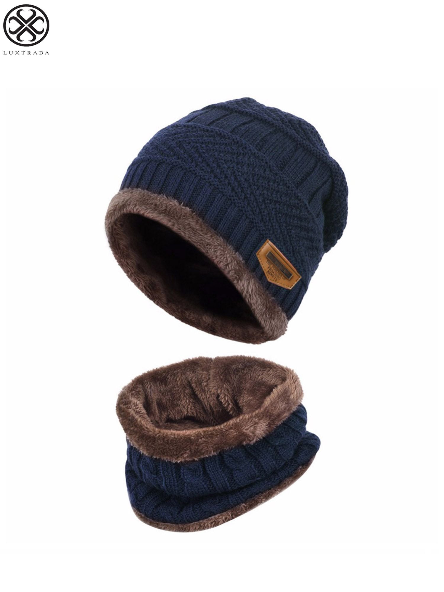 Luxtrada 2-Pieces/Set Winter Beanie Hat Outdoors Scarf Set