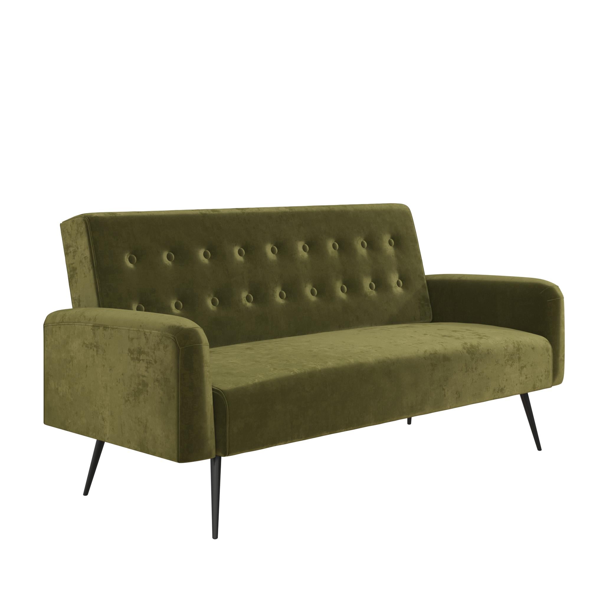 Z by Novogratz Stevie Futon, Convertible Sofa Bed Couch, Green Velvet