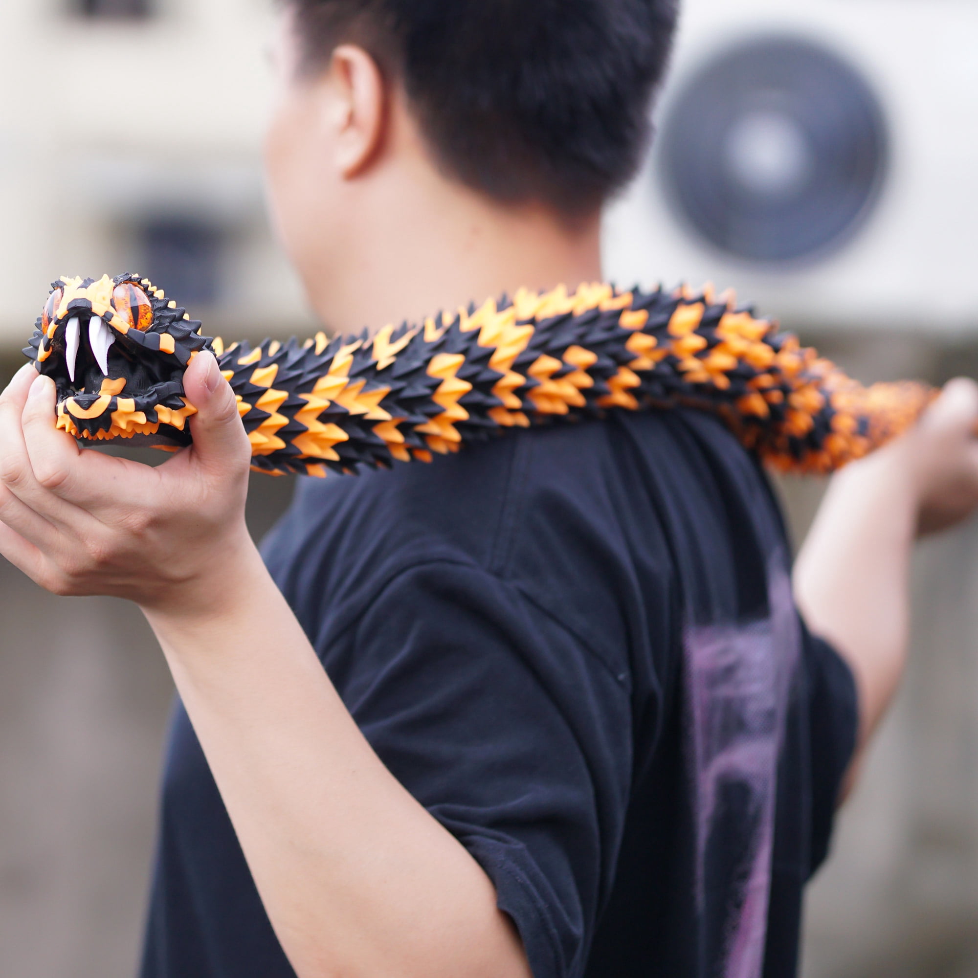 47.5inch 3D Printed snake,Flexible Joint Animal lacertid Figurines,Realistic Eyes, Home Office Decor,Fidget Toy for Adults Teens Boy Festival Gifts