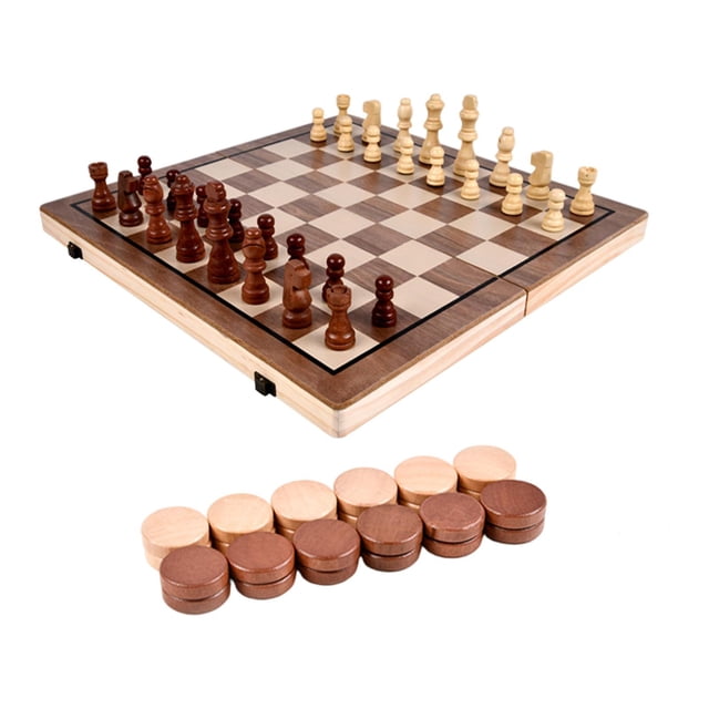 Juego De Ajedrez De Madera 2 En 1 Madera Hecha A Mano Divertida Para Adultos De Viaje De Tiempo Libre Con Magnético Sunnimix Tablero de ajedrez