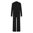 thumbnail image 5 of YUGYXL Women Loose Solid Suits V-Neck Pullover Knit Sweaters Tops Wide Leg Pants Two Piece Outfits Black M, 5 of 6
