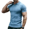 thumbnail image 3 of VgaVtl Summer Men Polo Shirt Short Sleeve Big and Tall Slim Casual Clothing for Men Striped Daily Collared Knit, 3 of 4