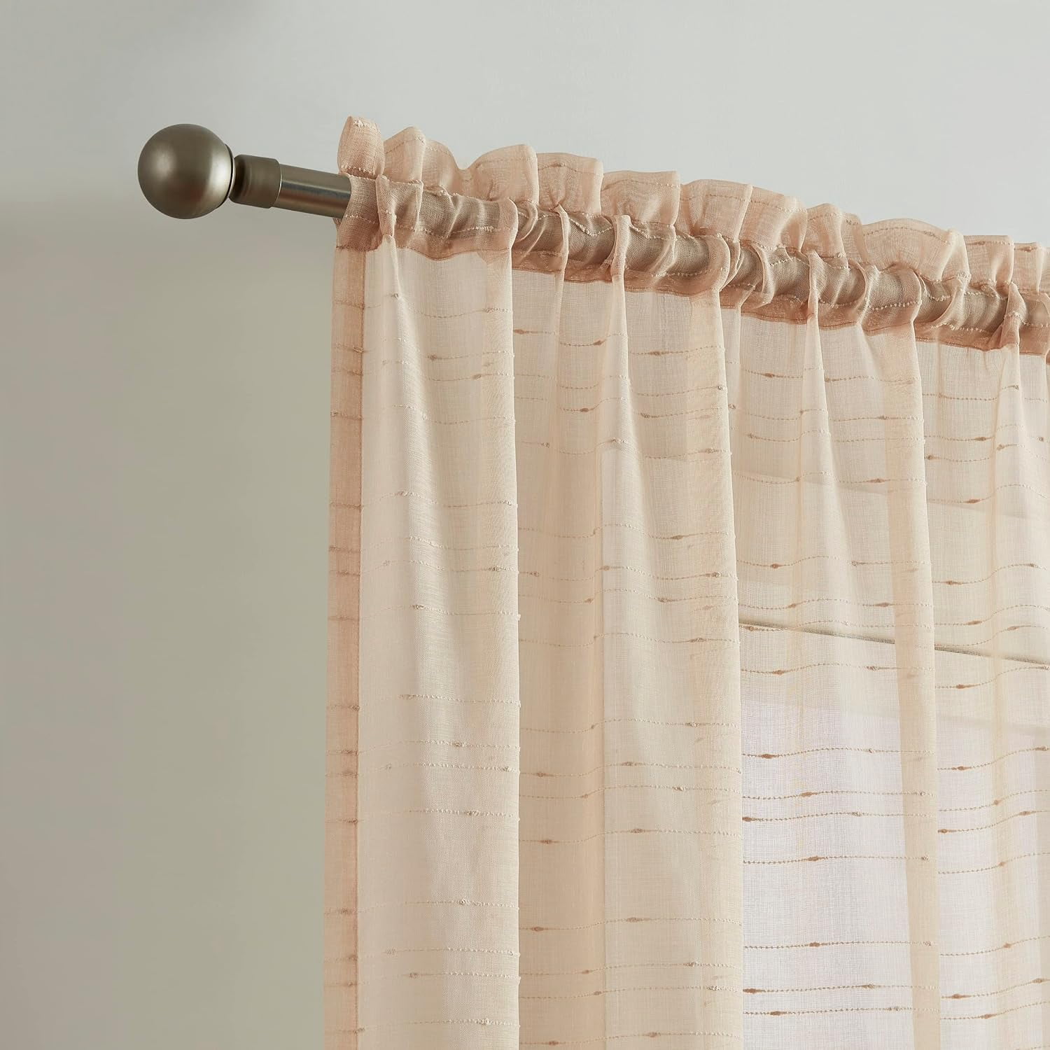 WARM HOME DESIGNS Linen Luxury Living Room Curtains 84 Inches Long with Dotted Stripes Pattern for Living Room, Kitchen or Bedroom. JN 84 LINEN
