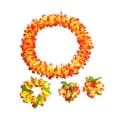thumbnail image 3 of Guirnalda de flores artificiales para fiestas temáticas hawaianas, conjunto de leis hawaianos Naranja Rojo, 3 of 9