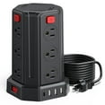 thumbnail image 1 of Protector contra sobretensiones de regleta, cable de extensión de 10 pies con 12 salidas múltiples de CA 4 USB (1 USB C), estación de carga de escritorio SMALLRT Power Tower, 1 of 5