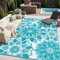 thumbnail image 3 of Findosom 6'x9' Outdoor Rug Patios Rug Waterproof RV Outdoor Rug Camping Rugs Reversible Plastic Straw Rug Large Outdoor Mat Outdoor Area Rug for Camping,Balcony Apartment,Patio,Picnic,Beach Teal, 3 of 9