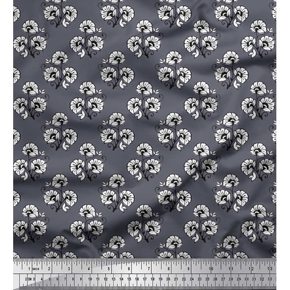 Soimoi Rayon Fabric Leaves & Floral Block Fabric Prints by Yard 42 Inch Wide