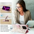 thumbnail image 6 of for iPhone 16 Leather Phone Case Wallet Gilding Bronzing Rose Flower Butterfly Folio Flip Cover Kickstand, RFID Blocking Card Holder Cash Slot, Magnetic Clasp, Wrist Strap, 6 of 8