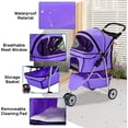thumbnail image 2 of Dkelincs 3 Wheel Dog Stroller Folding Pet Stroller Travel Dog Carriers for Small Dogs with Free Pad & Cup Holder, Purple, 2 of 7