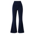 thumbnail image 5 of QIYAGBSA Crossover Flare Pants for Women Ribbed High Waisted Bell Bottom Bootcut Stretch Solid Trousers with Side Pockets Office Casual Fall, 5 of 5