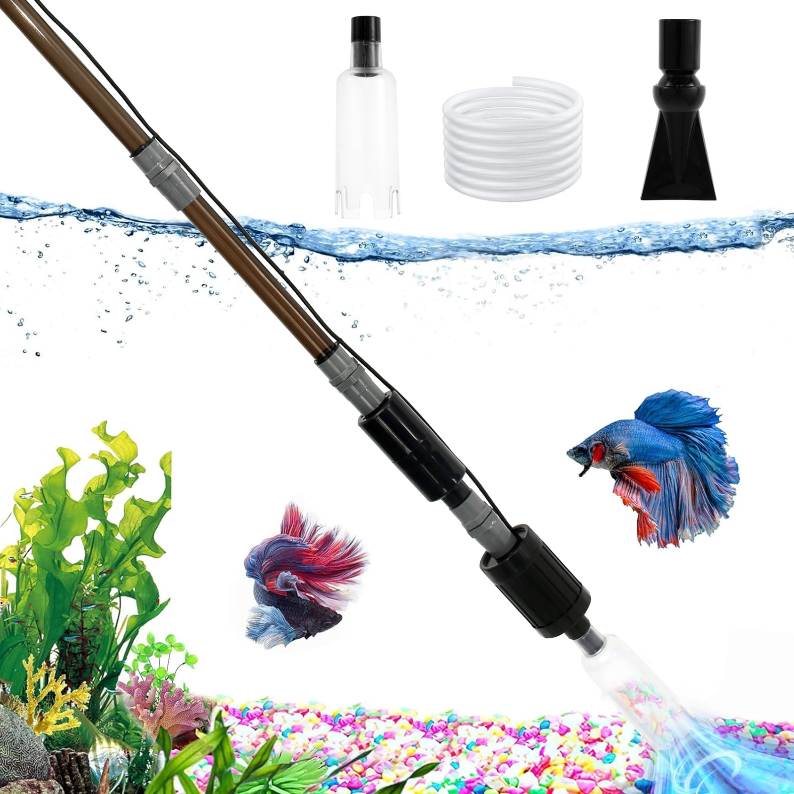 6 In 1 Automatic Aquarium Gravel Cleaner with Strong Suction,Vacuum Cleaner Kit Fish Tank Cleaner Fish Tank Vacuum Electric Fish Tank Cleaning Tool for Wash Sand Water Changing