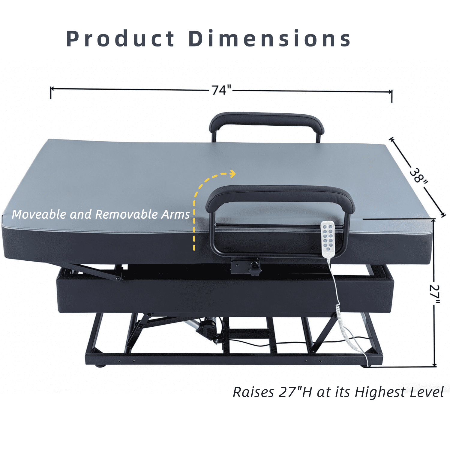 Montary Adjustable Twin Bed Frame with Remote, Sit-to-Stand, 27"H, w/Memory Foam Mattress, for Home Care