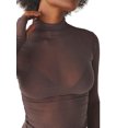 thumbnail image 5 of Women T-shirt, Long Sleeve Turtleneck Swiss Dots See-through Slim Fit Sheer Tops Clubwear, 5 of 7