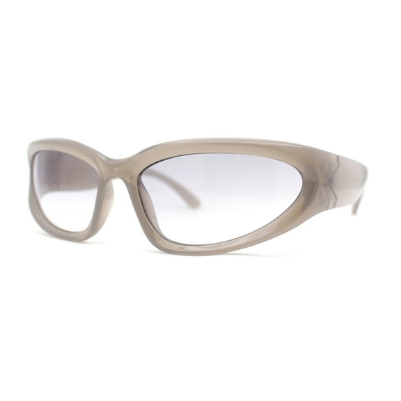 Womens Trendy 90s Sports Style Wrap Around Curved Plastic Sunglasses Slate - Smoke