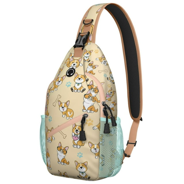 Sac à Dos à Bandoulière Motif Patte de Chien pour Femmes Hommes, Sac à Bandoulière Motif Chiot Mignon avec Motif Os et Queue, Sac de Randonnée de Voyage