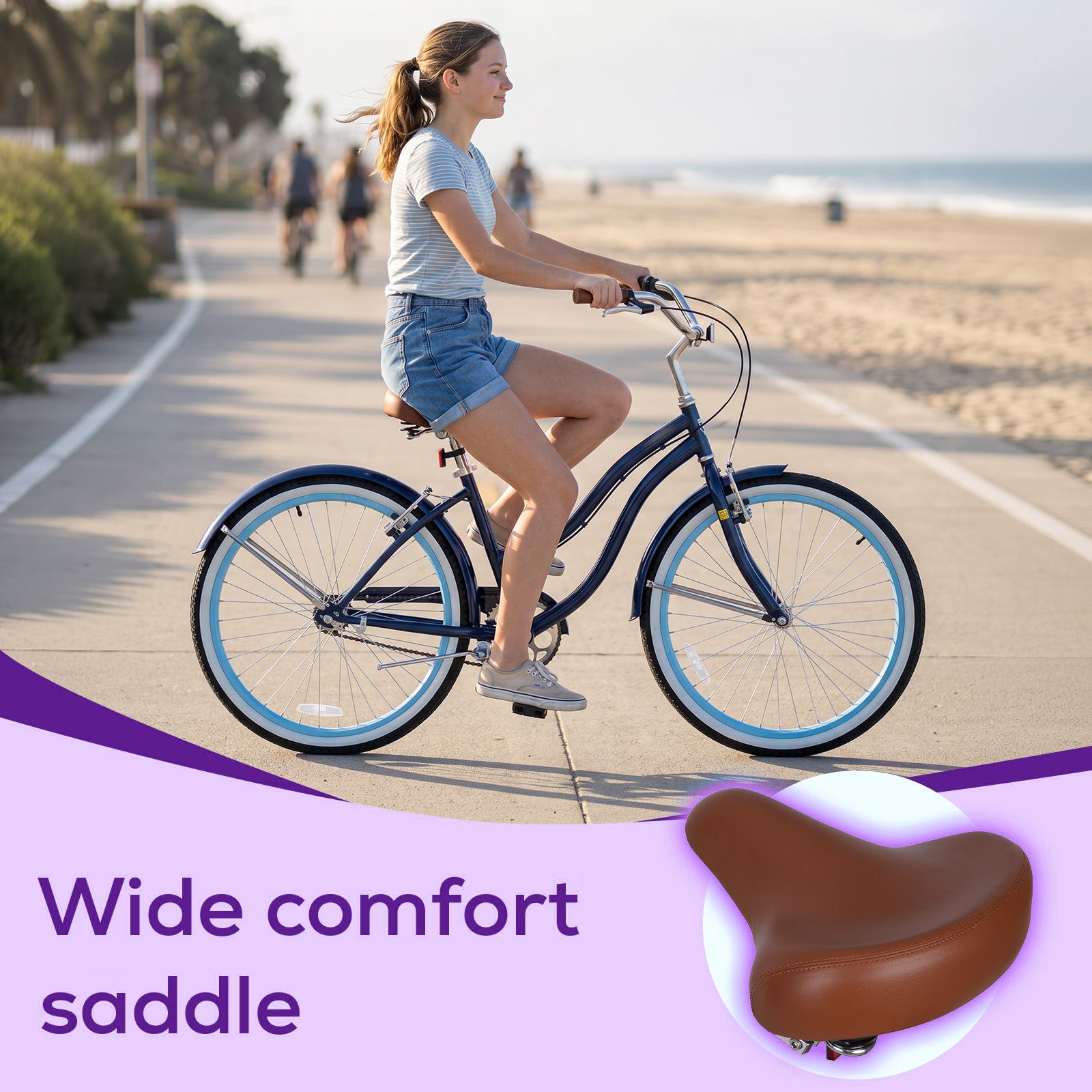 Hykolity 24 Inch Adult Beach Cruiser Bike photo 6
