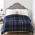 thumbnail image 2 of Better Homes and Gardens Velvet Plush Blanket, Indigo Plaid, Full/Queen, 2 of 4