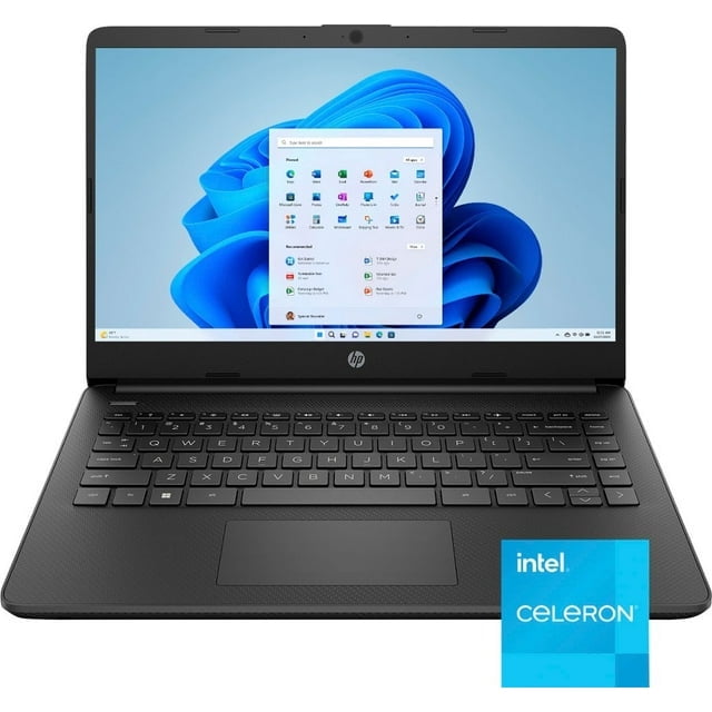HP 14" HD (1366 x 768) Display Laptop, Intel Celeron N4120, 1.1GHz, 4GB Memory, 128GB eMMC, Windows 11 Home in S Mode, One Year Office 365 Included, Jet Black, 14-dq0761dx