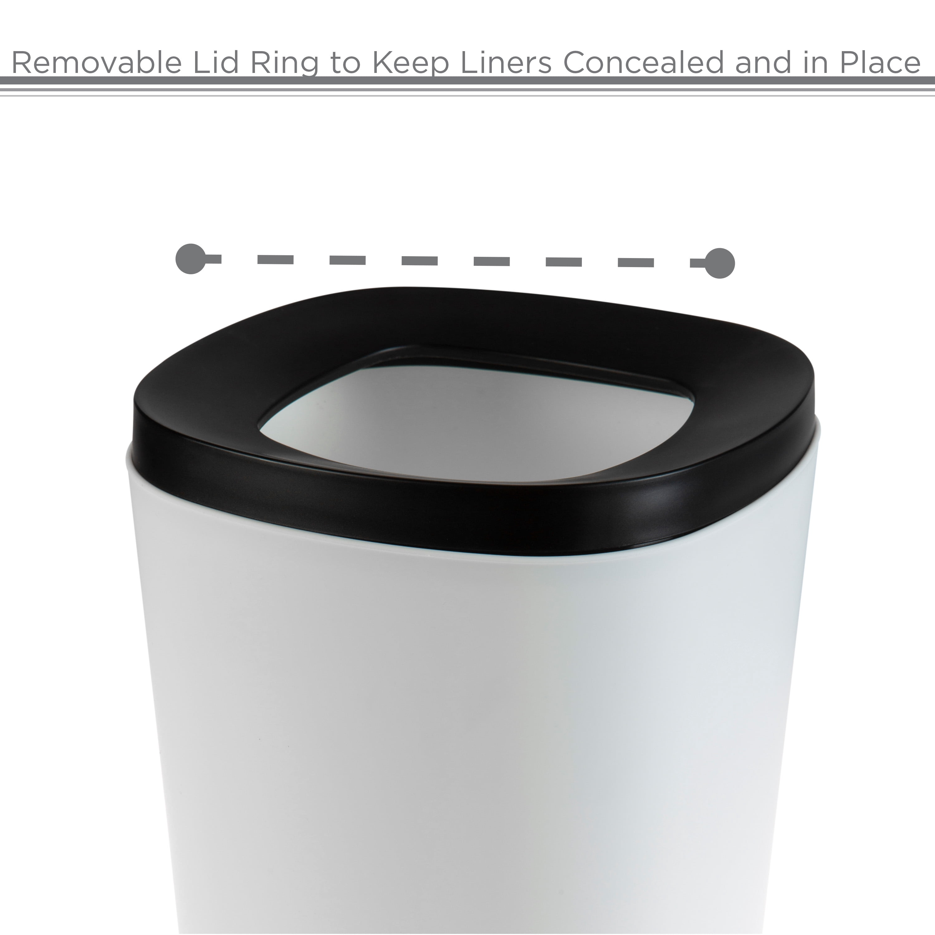 Bath Bliss 2 Pack 2 Tone Two Piece Plastic Wastebasket in Black & White