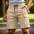 thumbnail image 3 of Cargo Shorts for Men Relaxed Loose Fit Drawstring Tactical Hiking Shorts Summer Carpenter Work Short Pockets,Khaki,S, 3 of 6