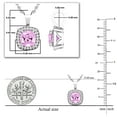 thumbnail image 3 of Dazzlingrock Collection 6mm Cushion Pink Sapphire & 0.10 CT Round White Diamond Dainty Halo Pendant with 18 inch Silver Chain for Women in 10K White Gold, 3 of 4