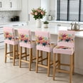 thumbnail image 3 of Colorful Floral Bar Stool Covers - Stretch Dining Chair Covers Set of 2, Pink Garden Flowers Botanical Bar Chair Cover Removable Counter Stool Pub Chairs Slipcovers Protectors for Kitchen/Cafe, 3 of 9