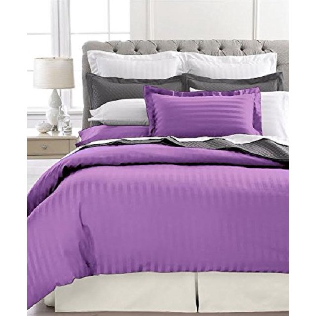 Ultra Soft 1800 Series 3 PC Striped Duvet Set (King, Purple)