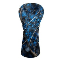 Yuyamidu Camo Hunting Golf Club Head Covers Blue Wood Golf Headcovers for Woods and Driver Fairway Hybrids, Waterproof PU Leather Golf Club Cover Accessory