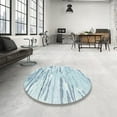 thumbnail image 3 of Ahgly Company Indoor Square Contemporary Cyan Opaque Blue Abstract Area Rugs, 3' Square, 3 of 6
