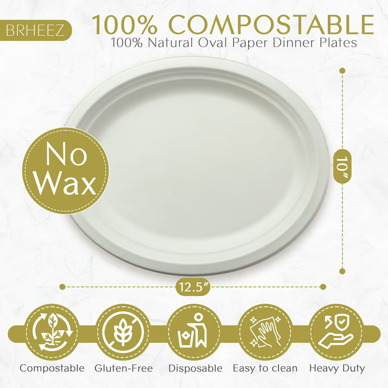  Pro-Grade, Biodegradable 10 Inch Plates. Bulk 25 Pack Great for  Lunch, Dinner Parties and Potlucks. Disposable, Compostable Wheatstraw  Paper Alternative. Sturdy, Soakproof and Microwave Safe : Health & Household